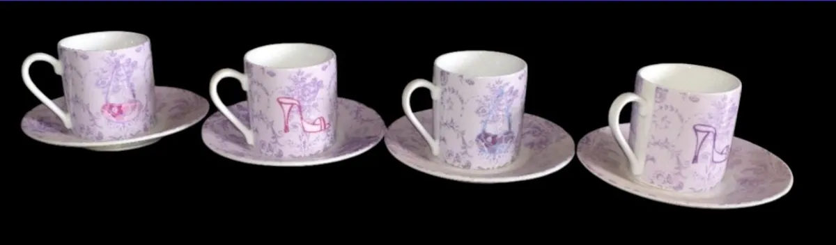 Pristine Vintage-Style Espresso Cup & Saucers (4) - Image 3