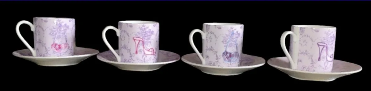 Pristine Vintage-Style Espresso Cup & Saucers (4) - Image 4