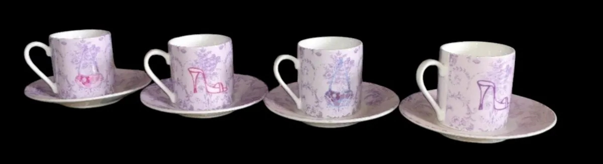 Pristine Vintage-Style Espresso Cup & Saucers (4) - Image 2