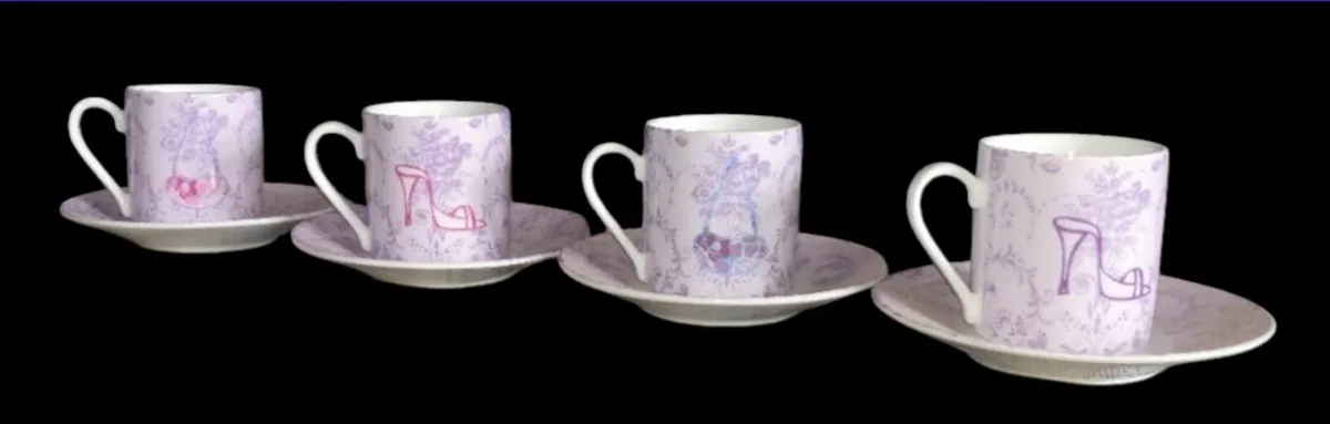 Pristine Vintage-Style Espresso Cup & Saucers (4) - Image 1