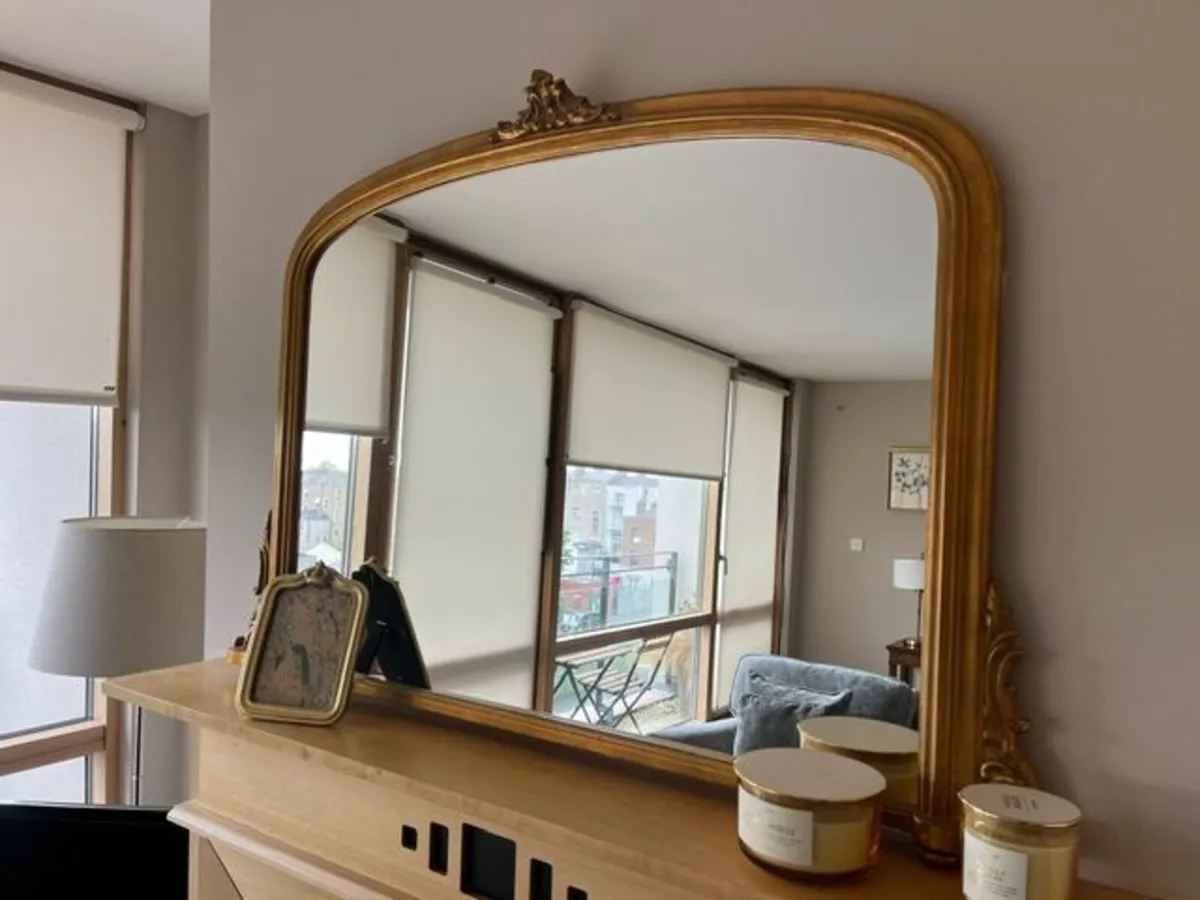 Gold mirror over mantle - Image 1
