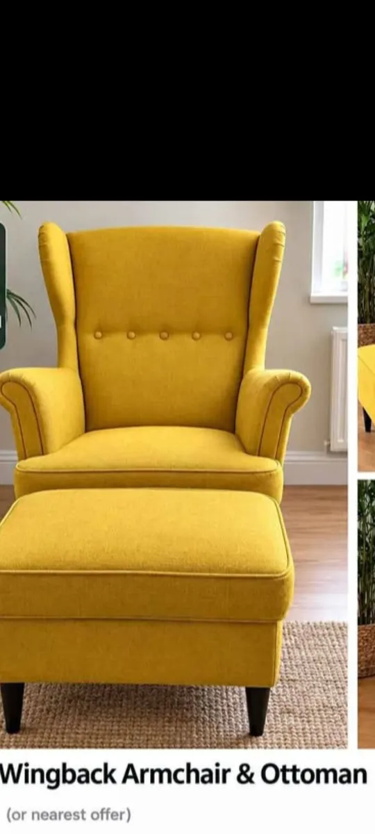 Wingback chair and footstool - Image 2