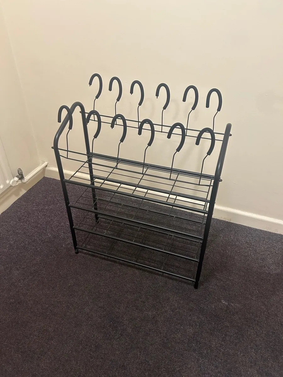 Black Shoe Rack 4 Shelves - Image 2