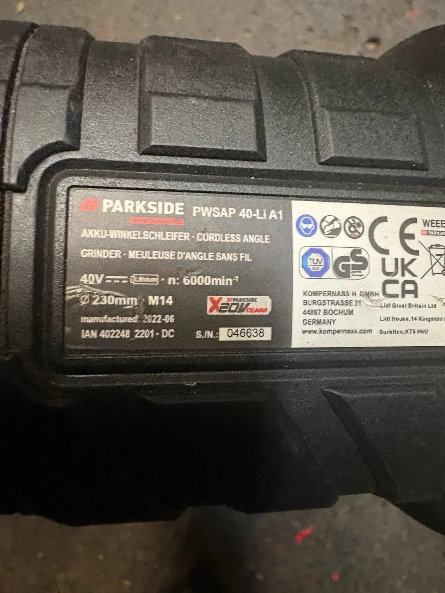 Parkside grinder with charger, no batteries p.m. - Image 3
