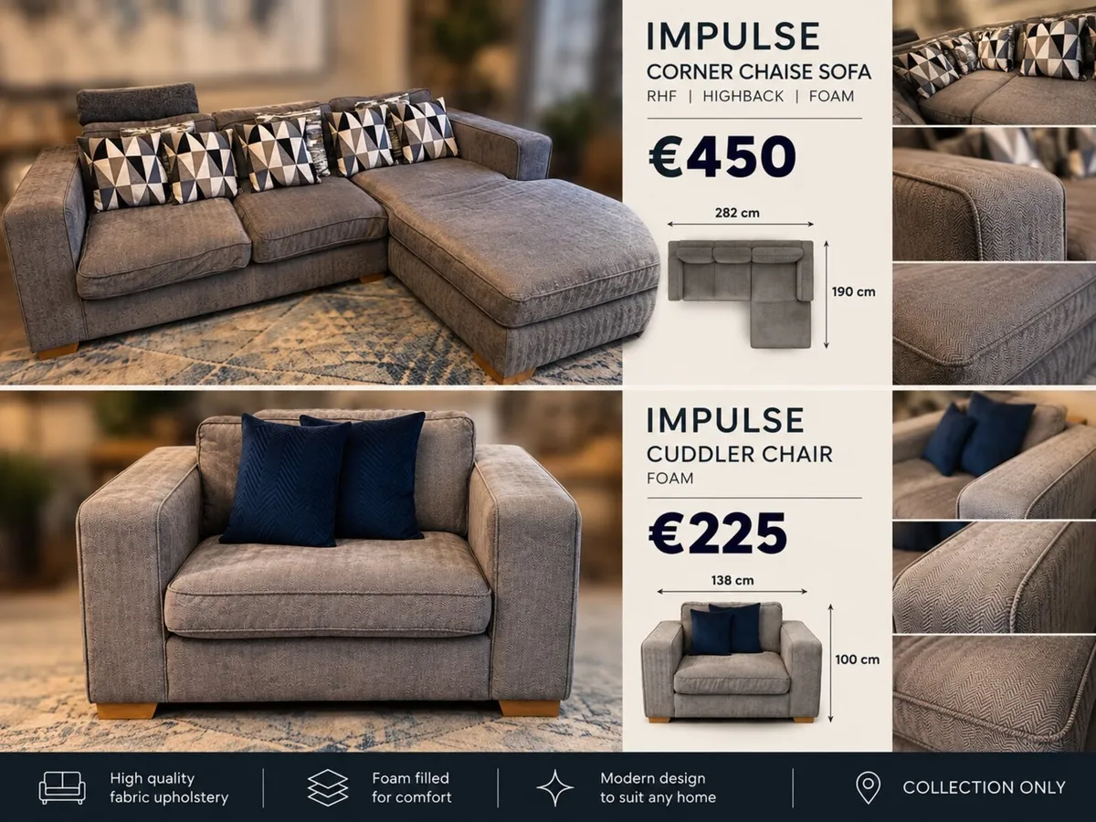 Impulse Corner Chaise Sofa and Cuddler Chair - Image 1