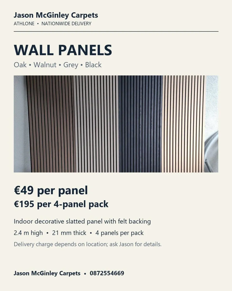 Slatted Acoustic Wall Panels 4 Colours - Image 1