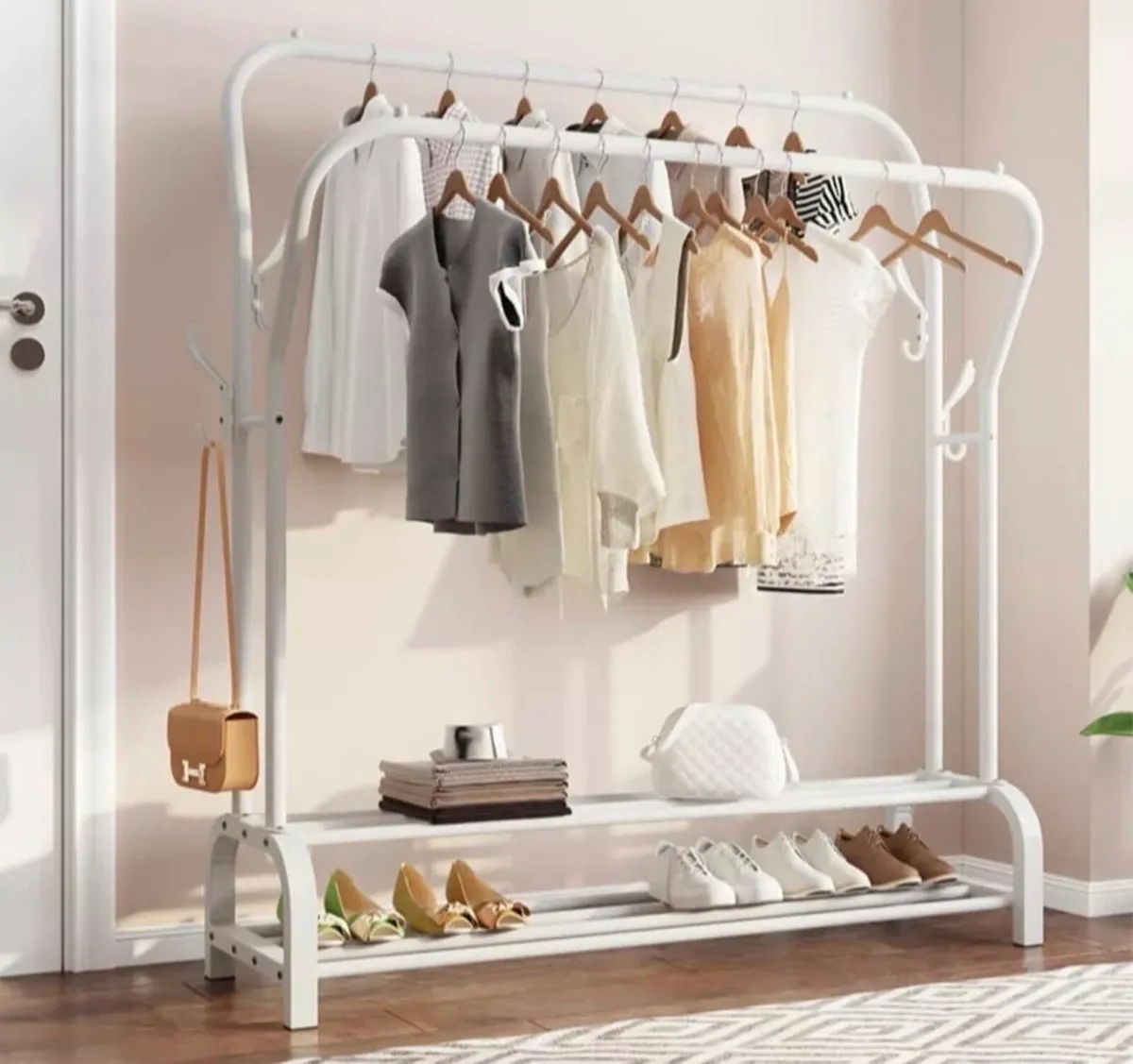 Double Clothes Rail with Shelves NEW - Image 3