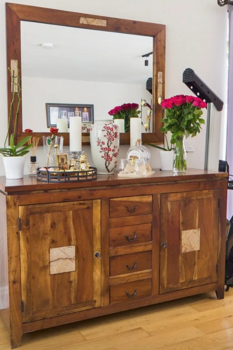 Mahogany chest + mirror.