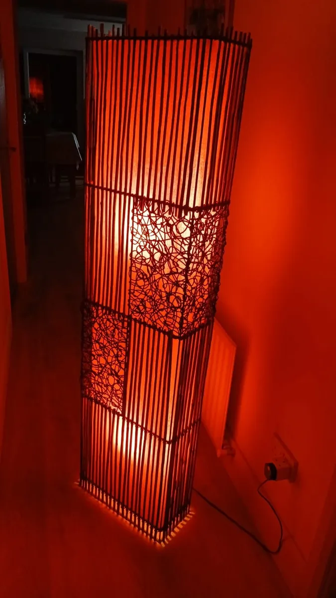 Tall Bamboo/Wood Floor Lamp - Image 3