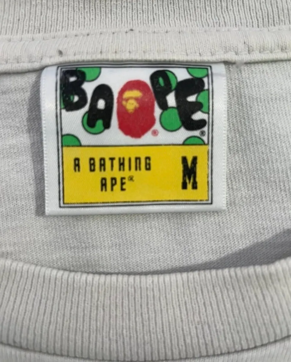 Bathing Ape Men’s Medium White Printed Tee - Image 4