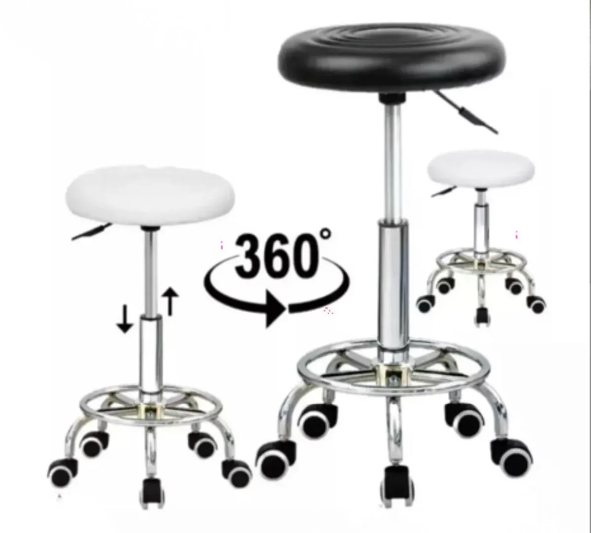 Salon Stool Adjustable NEW on Wheels - Image 2