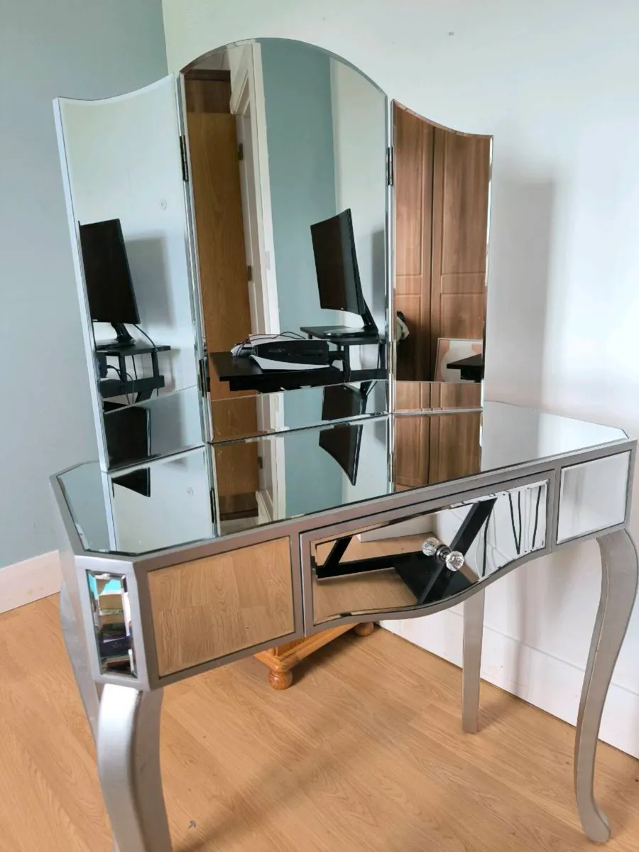 Dressing table and mirror, silver/glass - Image 2