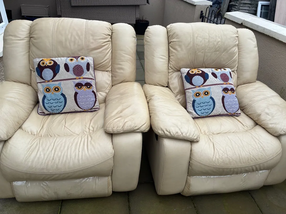 Two Cream Arm Chairs - Image 1