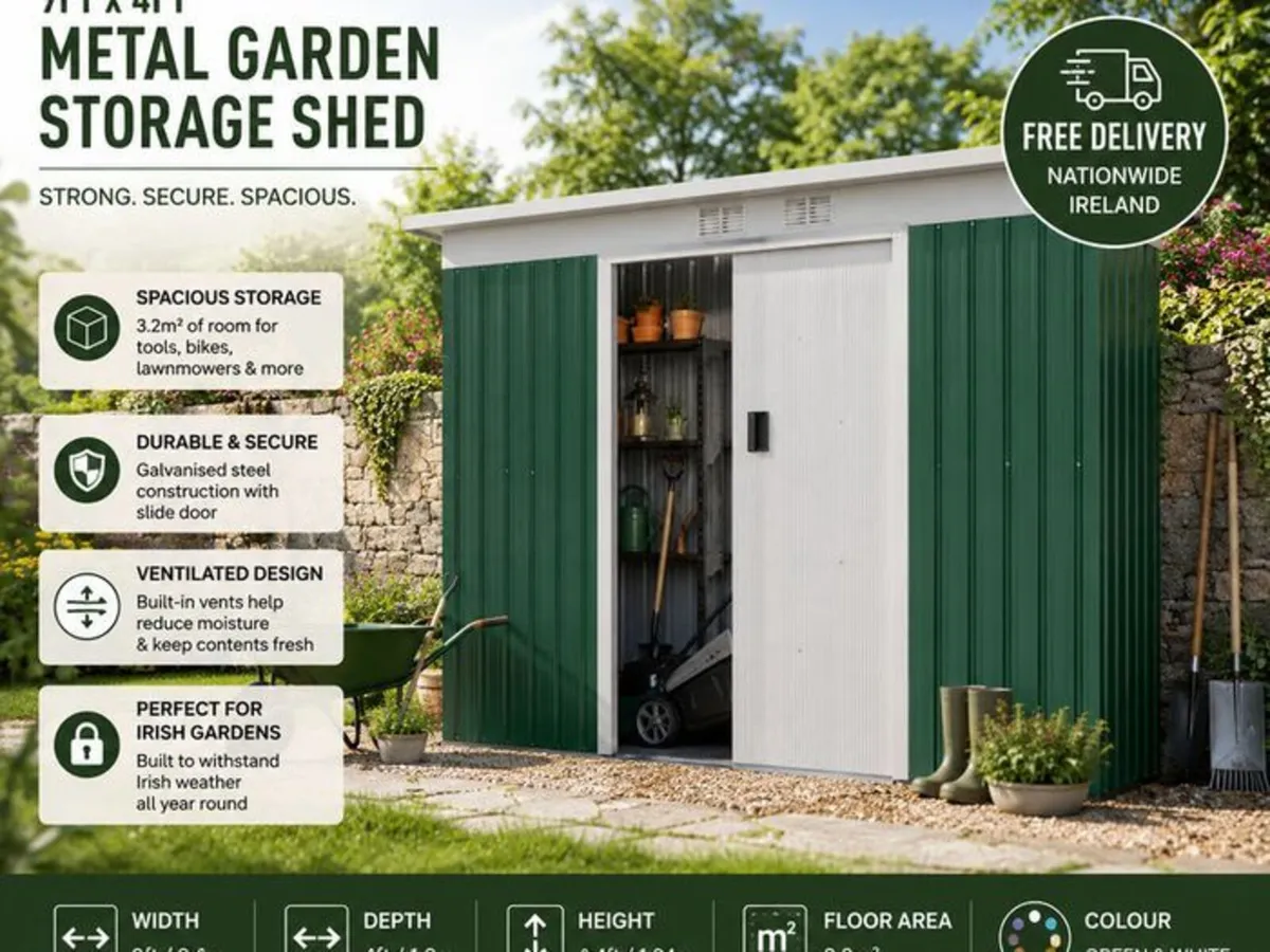 9ft x 4ft Metal Garden Storage Shed Tool House wit - Image 4