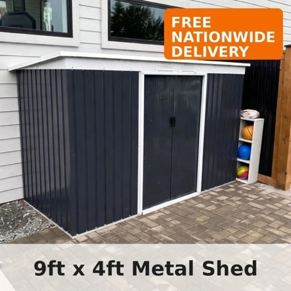 9ft x 4ft Metal Garden Storage Shed Tool House wit - Image 1