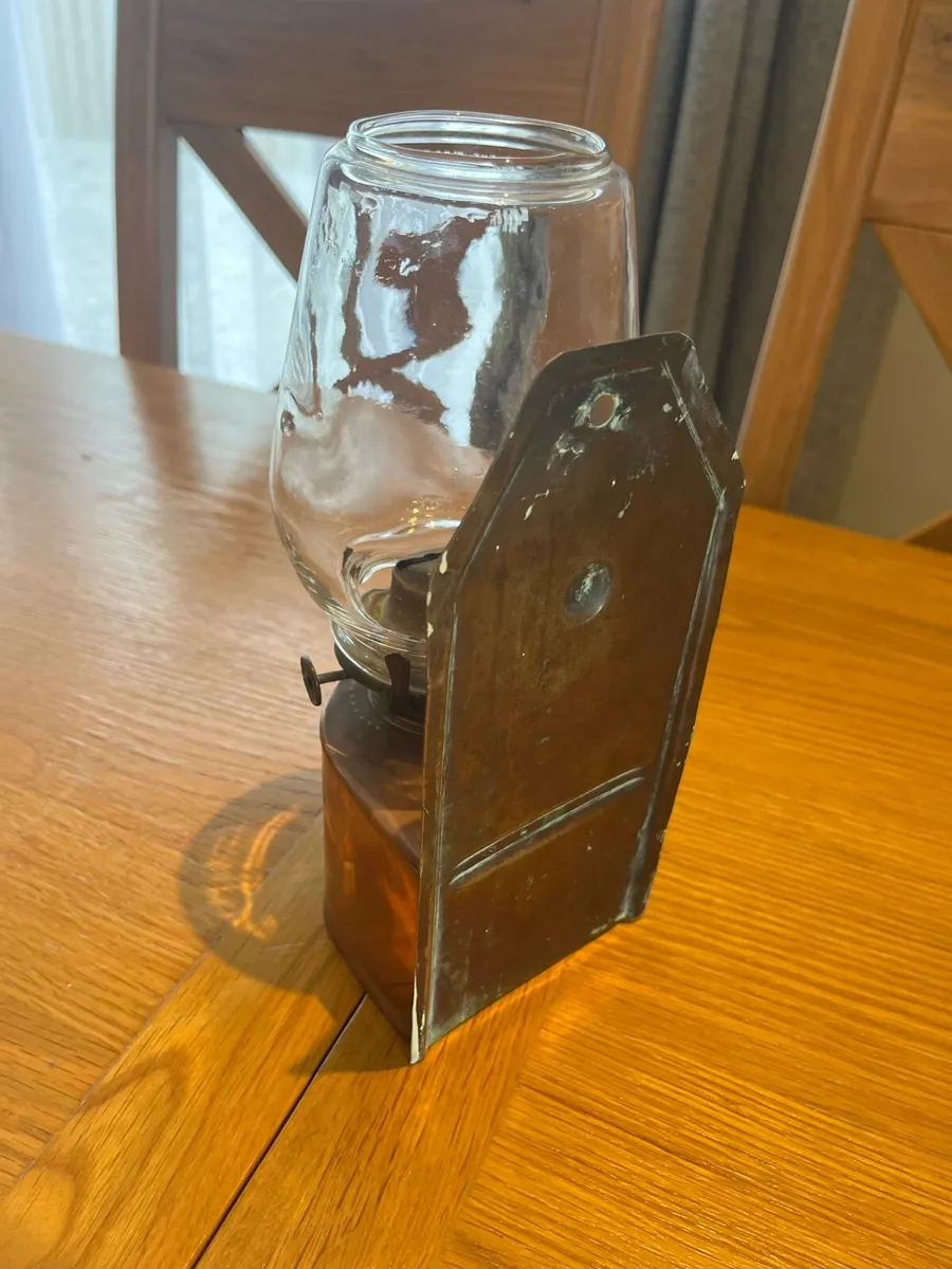 Antique Irish Copper Wall Oil Lamp - Image 4