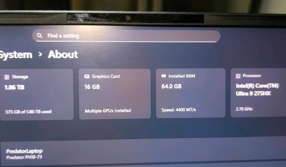 Predator Helios 18 AI Gaming Laptop - Image 3
