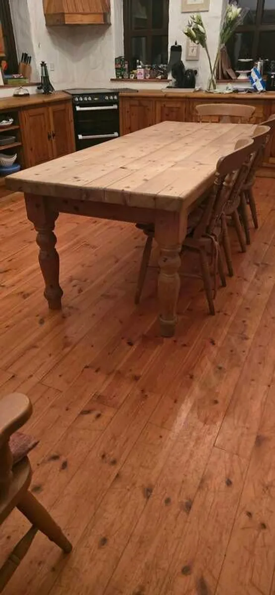 Large Solid Pine Farmhouse Table - Image 3