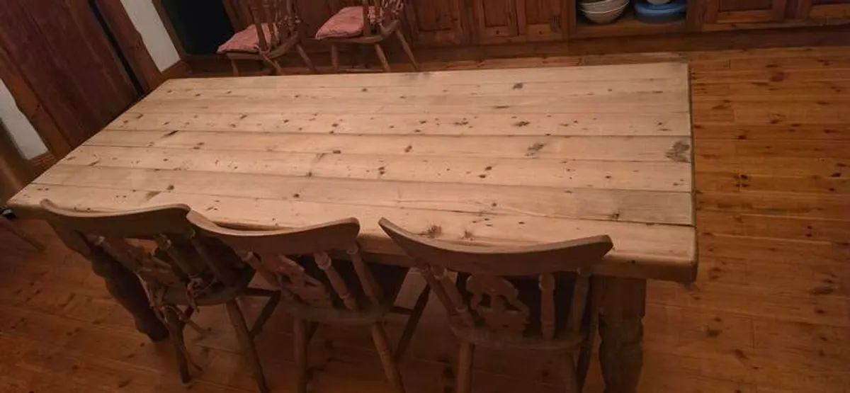 Large Solid Pine Farmhouse Table - Image 4