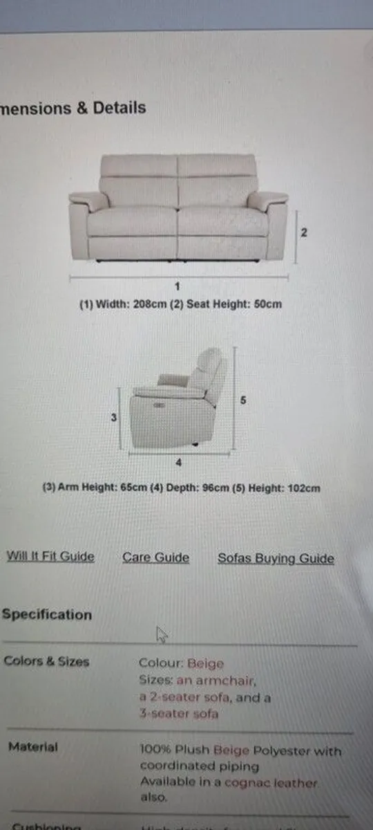 Like New 3 Seater Power Reclining Sofa - Image 4