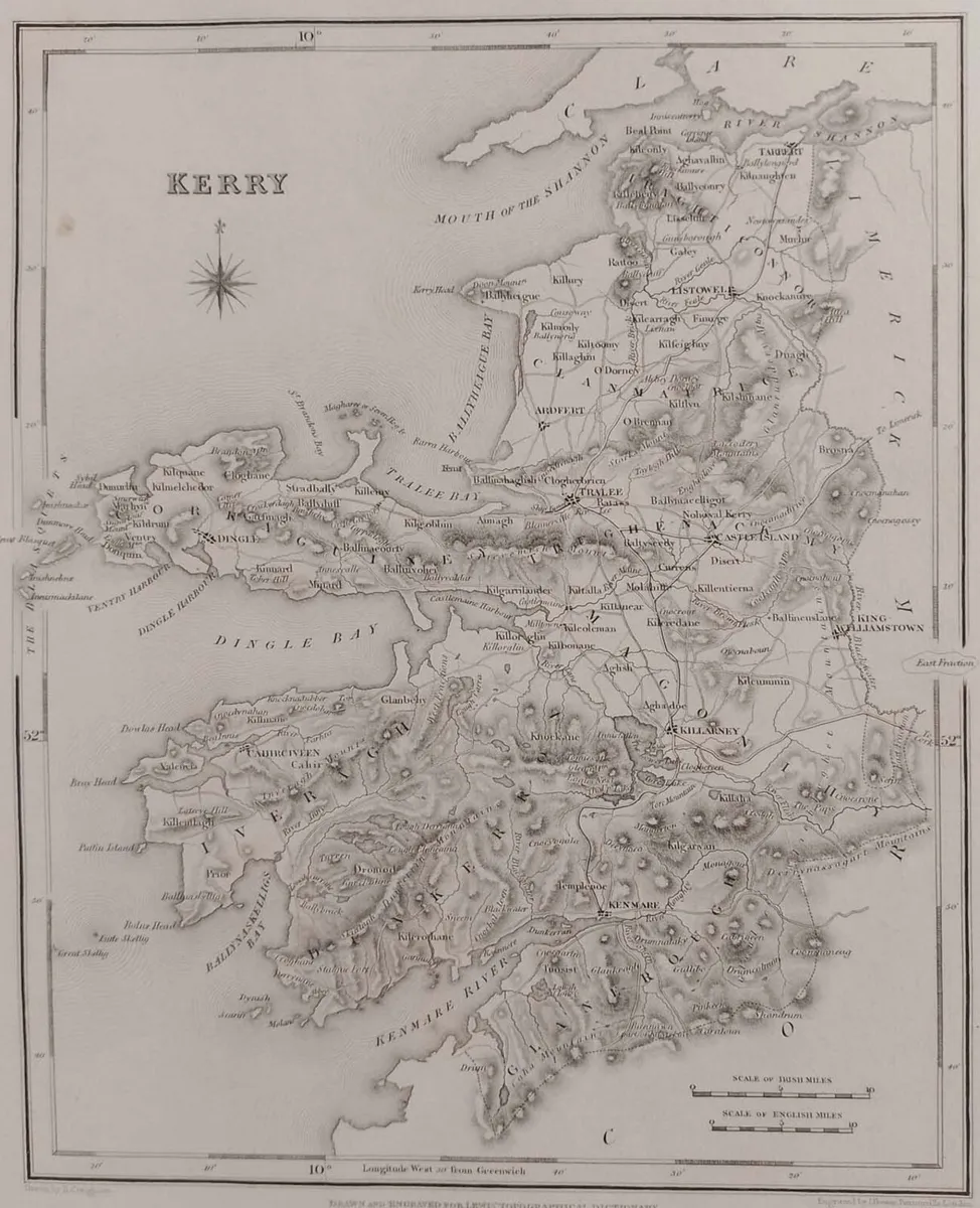Kerry 1837 Antique Map Including Baronies - Image 2