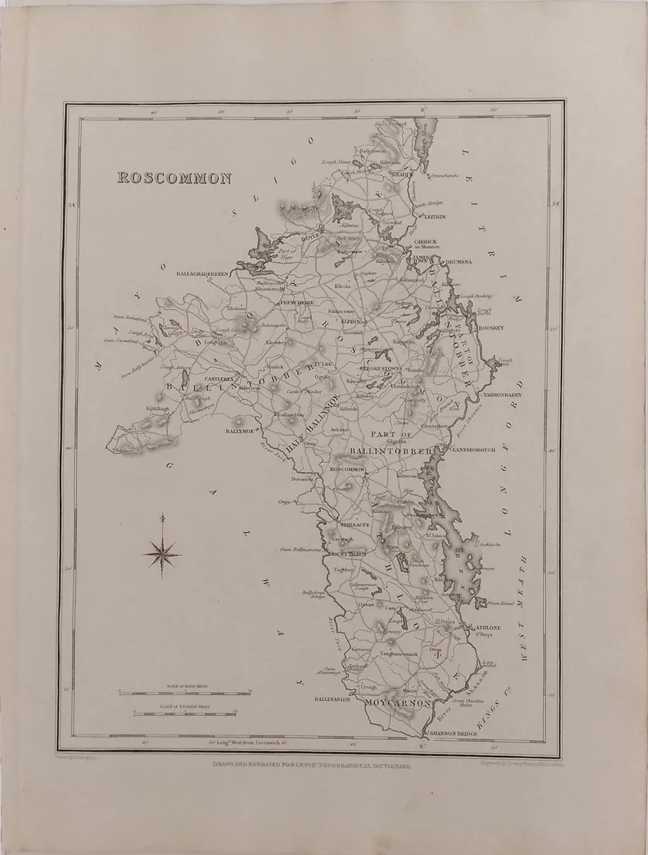 Roscommon 1837 Antique Map Including Baronies - Image 2