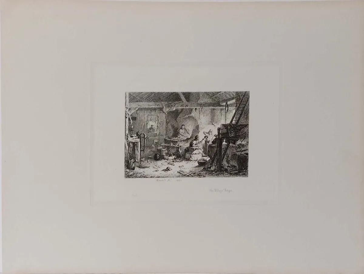 The Village Forge Etching 1864 Robert Brandard - Image 2