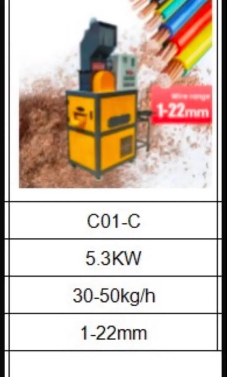New 5.3Kw cable granulator 220v 3 pin plug Uk - Image 4