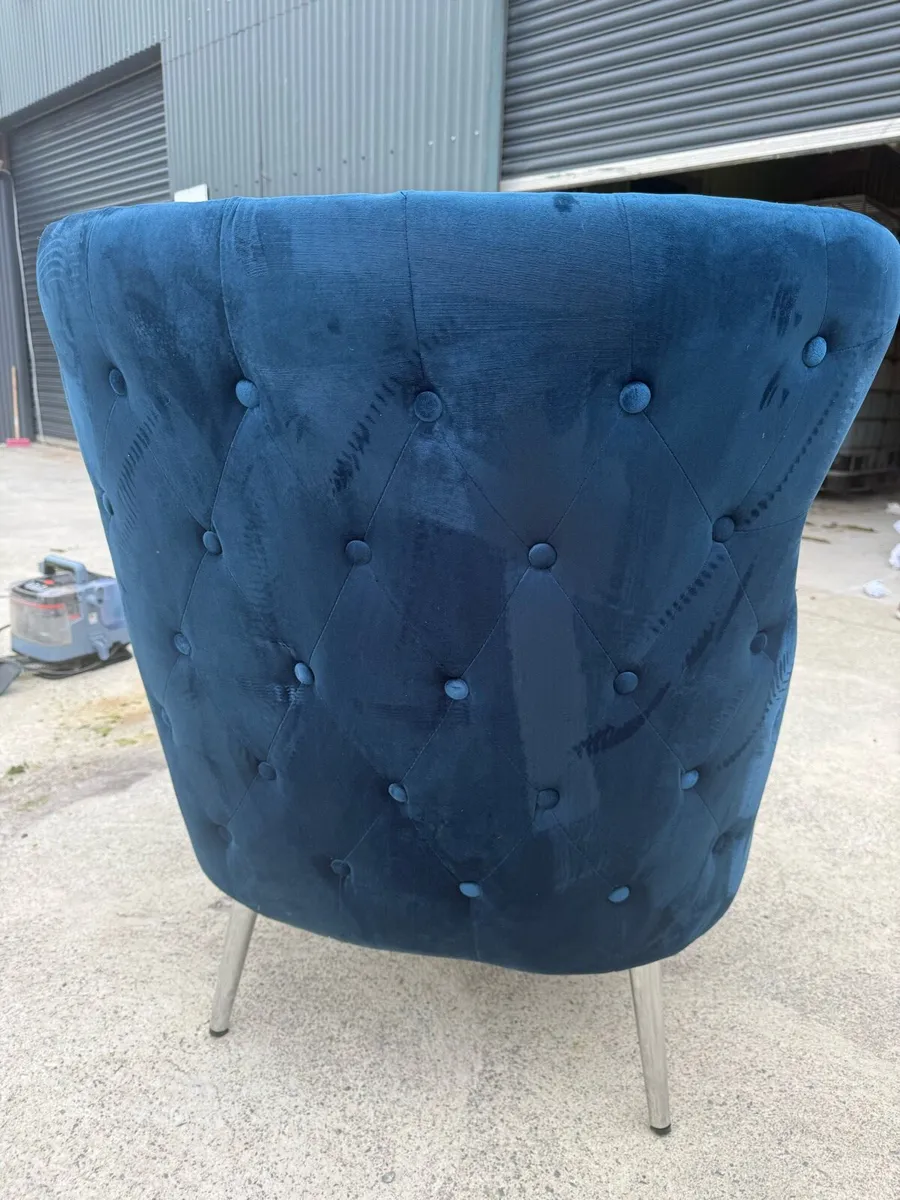 Pair of Navy Blue Armchairs – Velvet/Velour Finish - Image 3