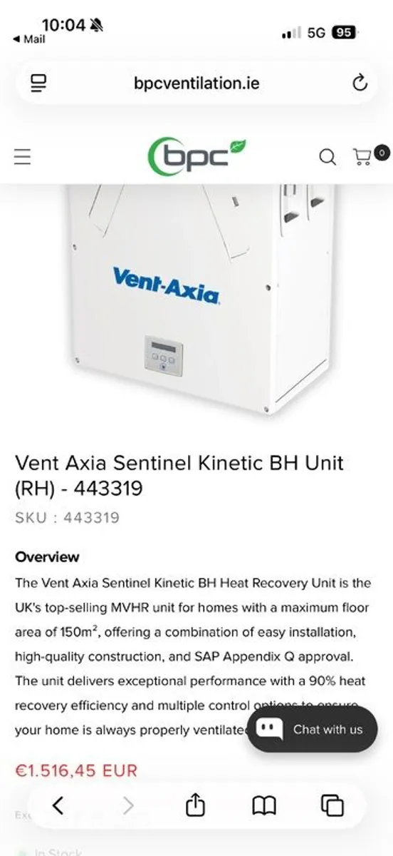 MVHR Vent Axia unit