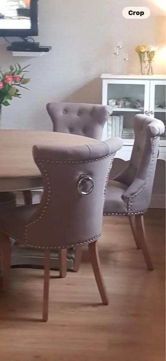 6 light grey Wingback dining chairs - Image 1
