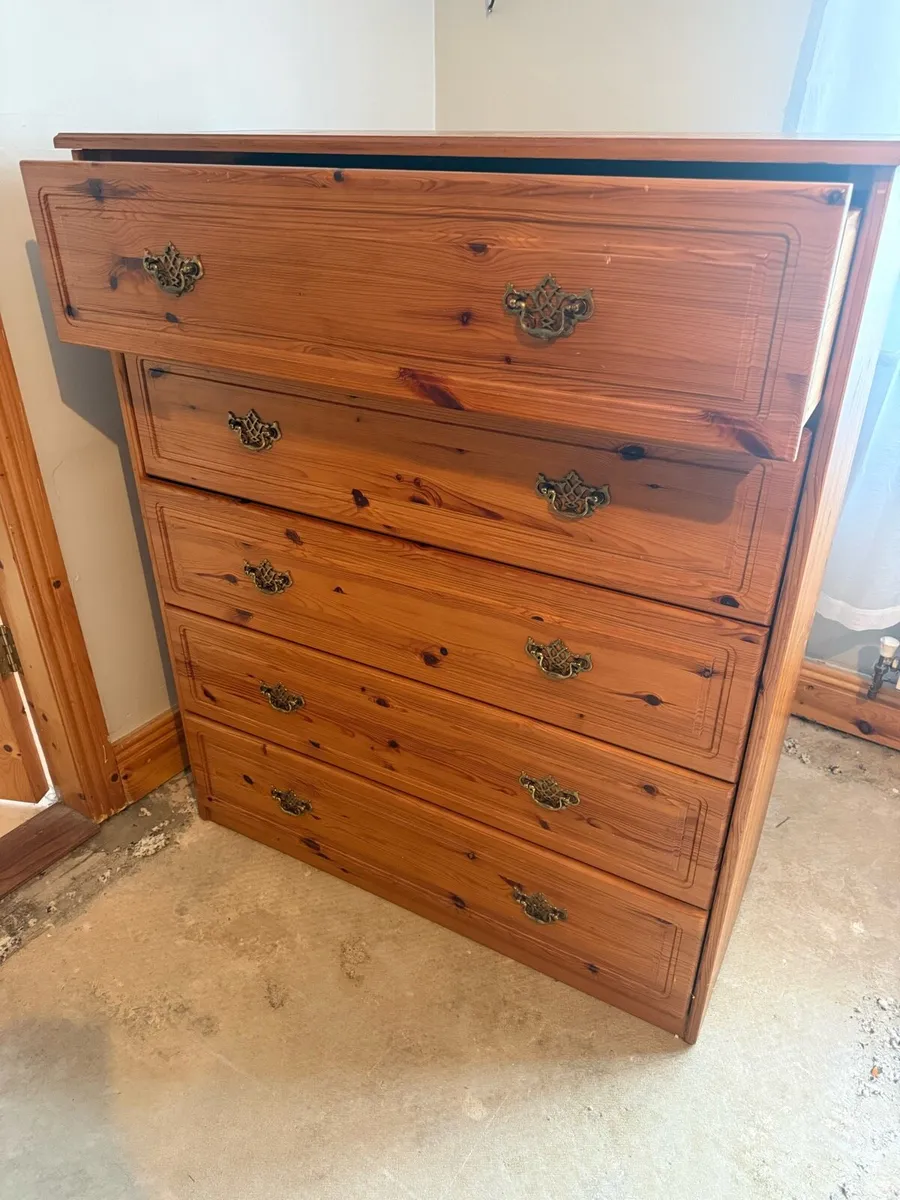 Solid Pine Chest of Drawers – Vintage / Rustic - Image 2