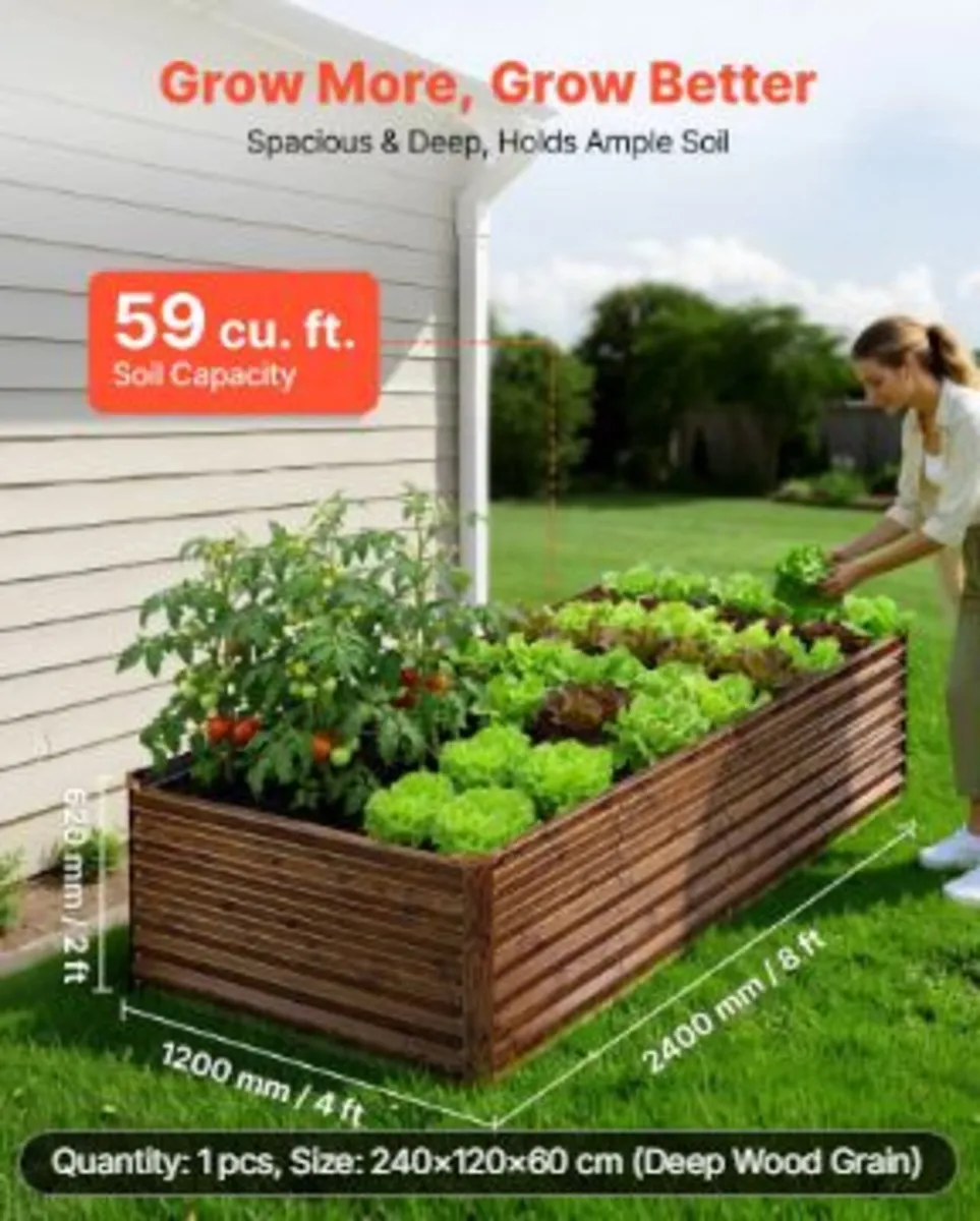 Galvanized Raised Garden Bed, 240 x 120 x 62 cm - Image 2