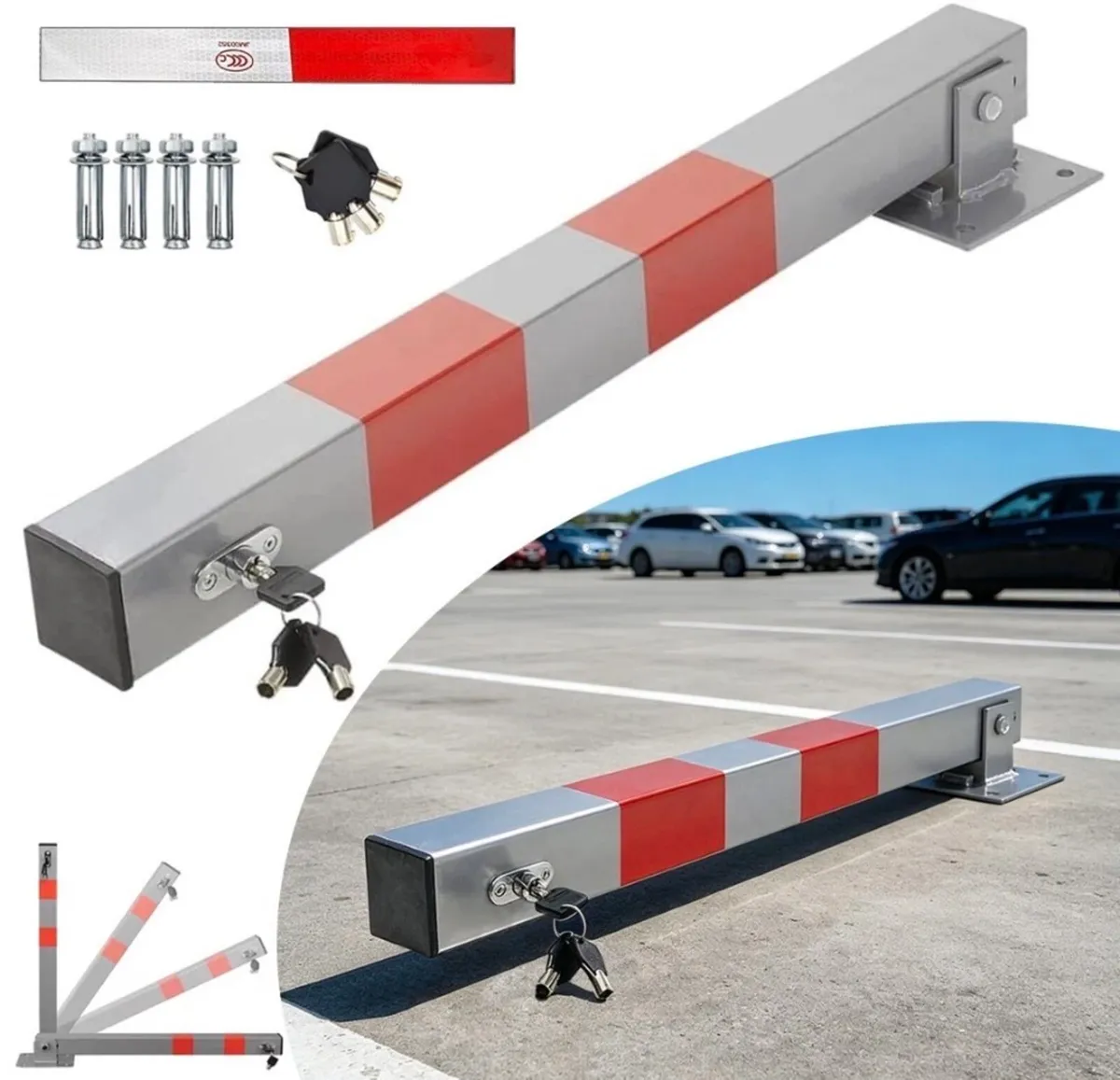 NEW Lockable Parking Barrier Folding Car Bollard - Image 2
