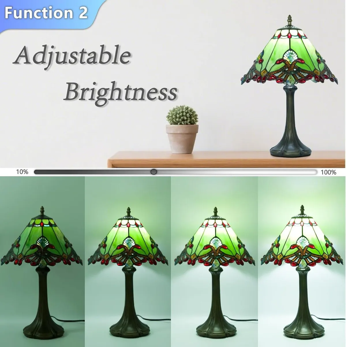 12 Inch Tiffany Table Lamp Baroque Style Stained - Image 3