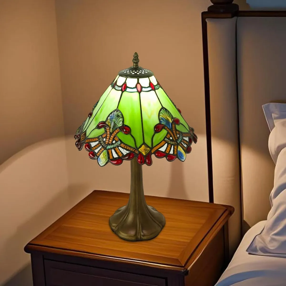 12 Inch Tiffany Table Lamp Baroque Style Stained - Image 4