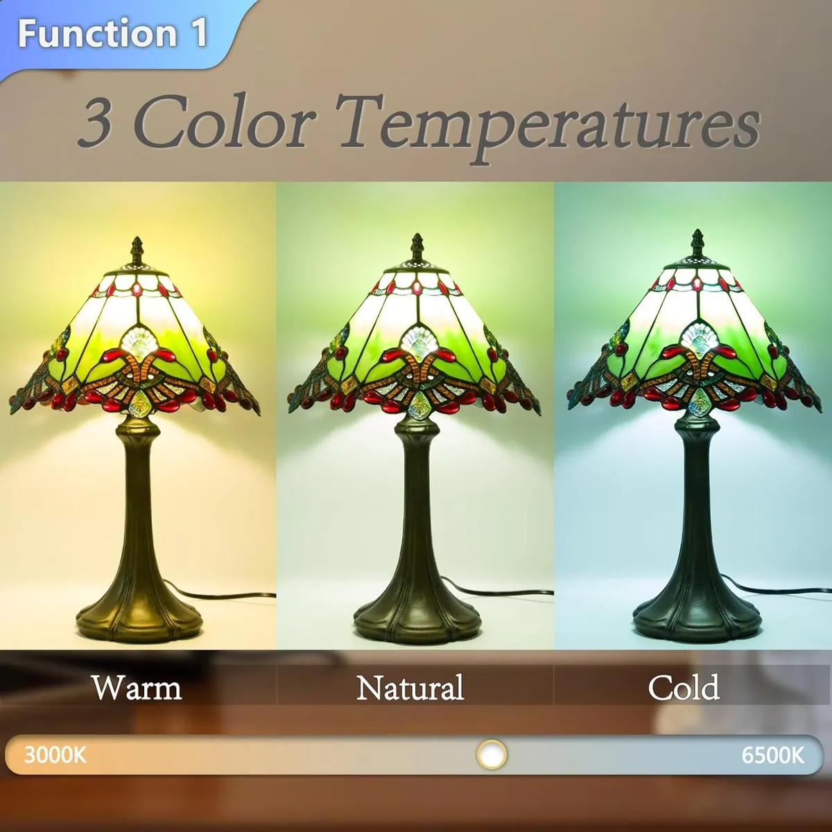 12 Inch Tiffany Table Lamp Baroque Style Stained - Image 2