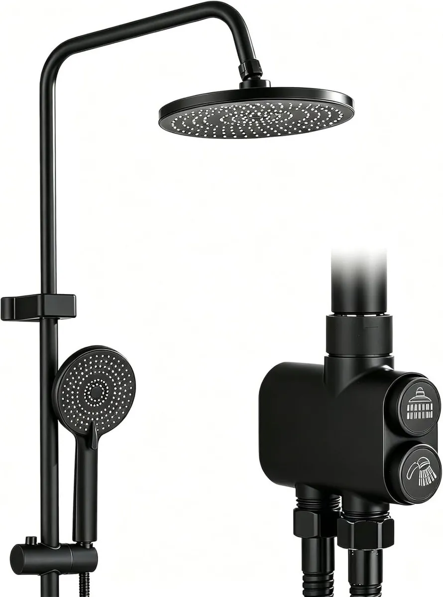 Shower Riser Rail Kit 10" Round Rainfall Head - Image 1