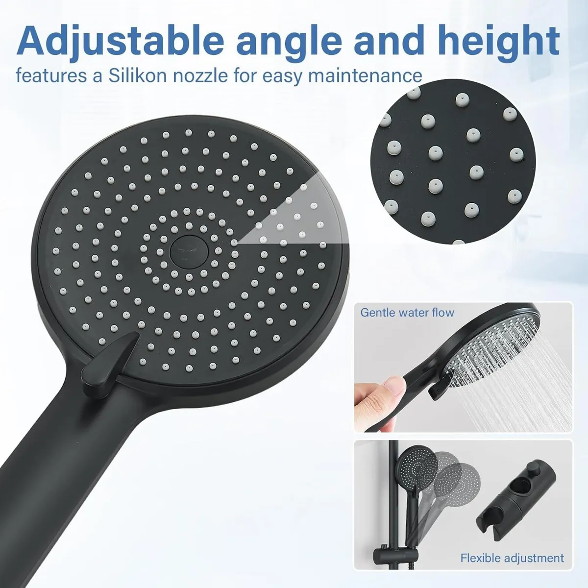 Shower Riser Rail Kit 10" Round Rainfall Head - Image 4