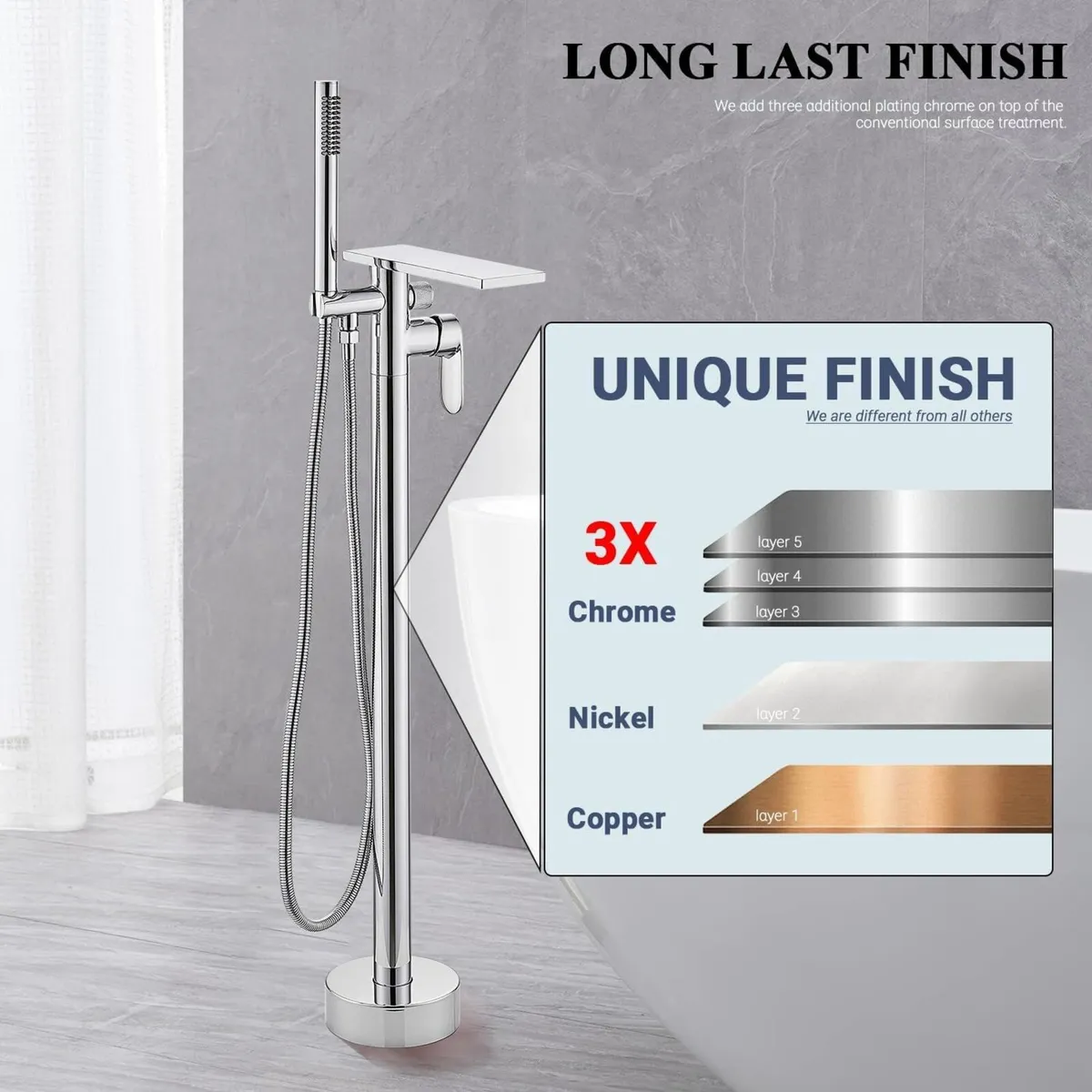 Free Standing Tub Taps Floor Mount Freestanding - Image 4