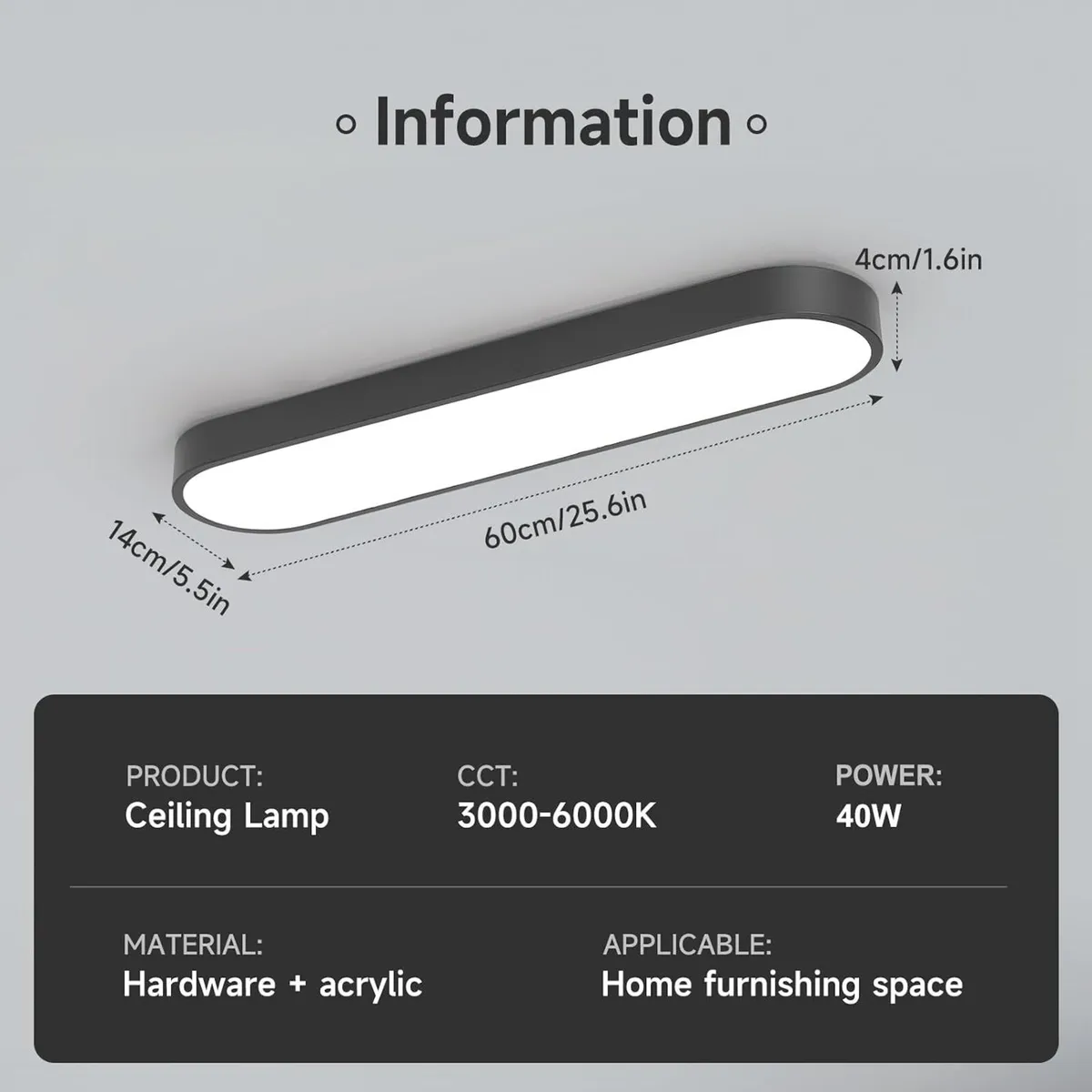 Linear Ceiling Light 40W Modern LED Close - Image 4