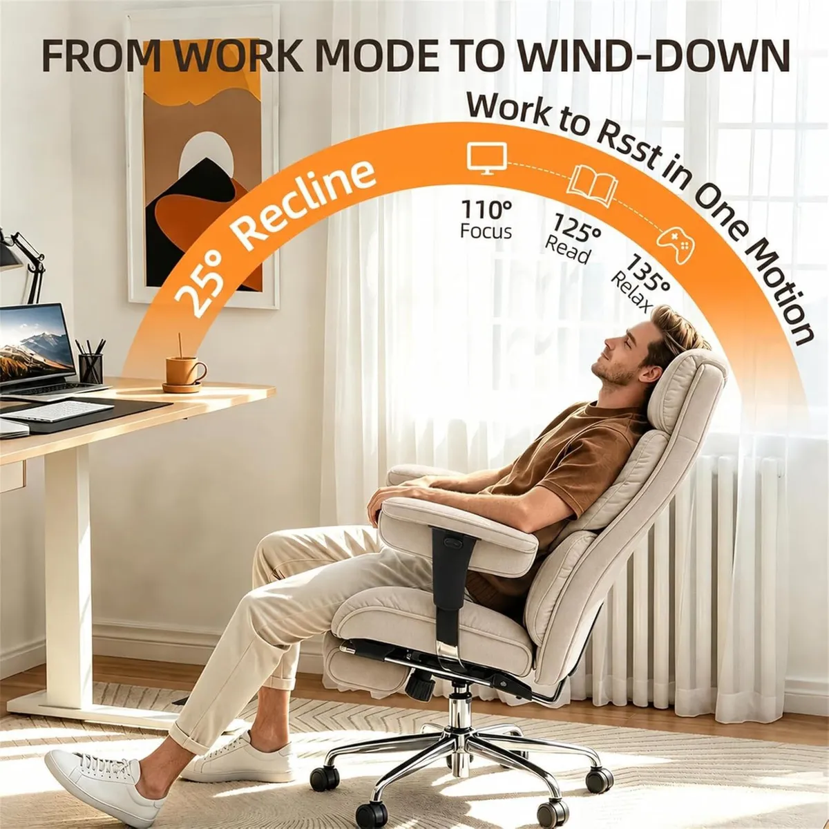 Desk Office Chair Big and Tall Fabric Executive - Image 3