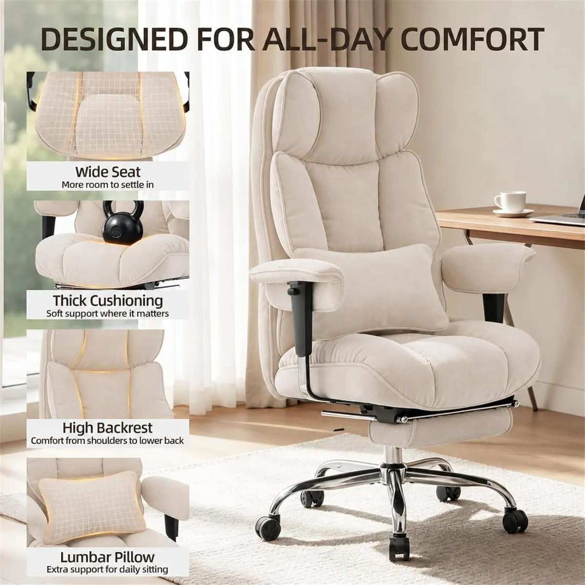 Desk Office Chair Big and Tall Fabric Executive - Image 4