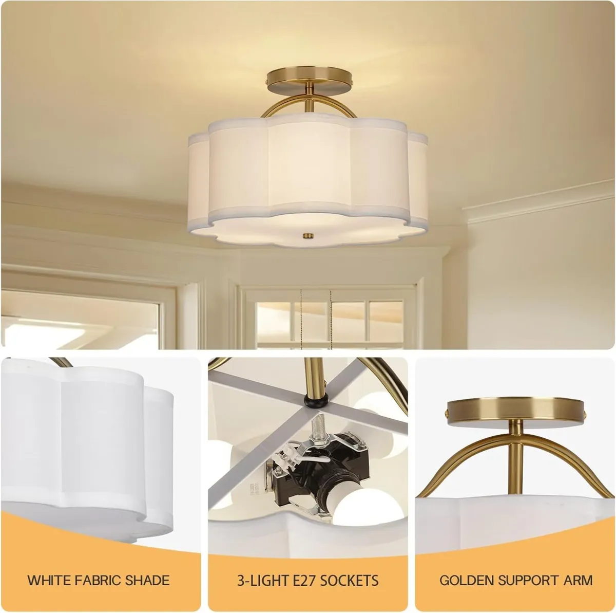 Semi Flush Mount Ceiling Light Fixture Modern - Image 2