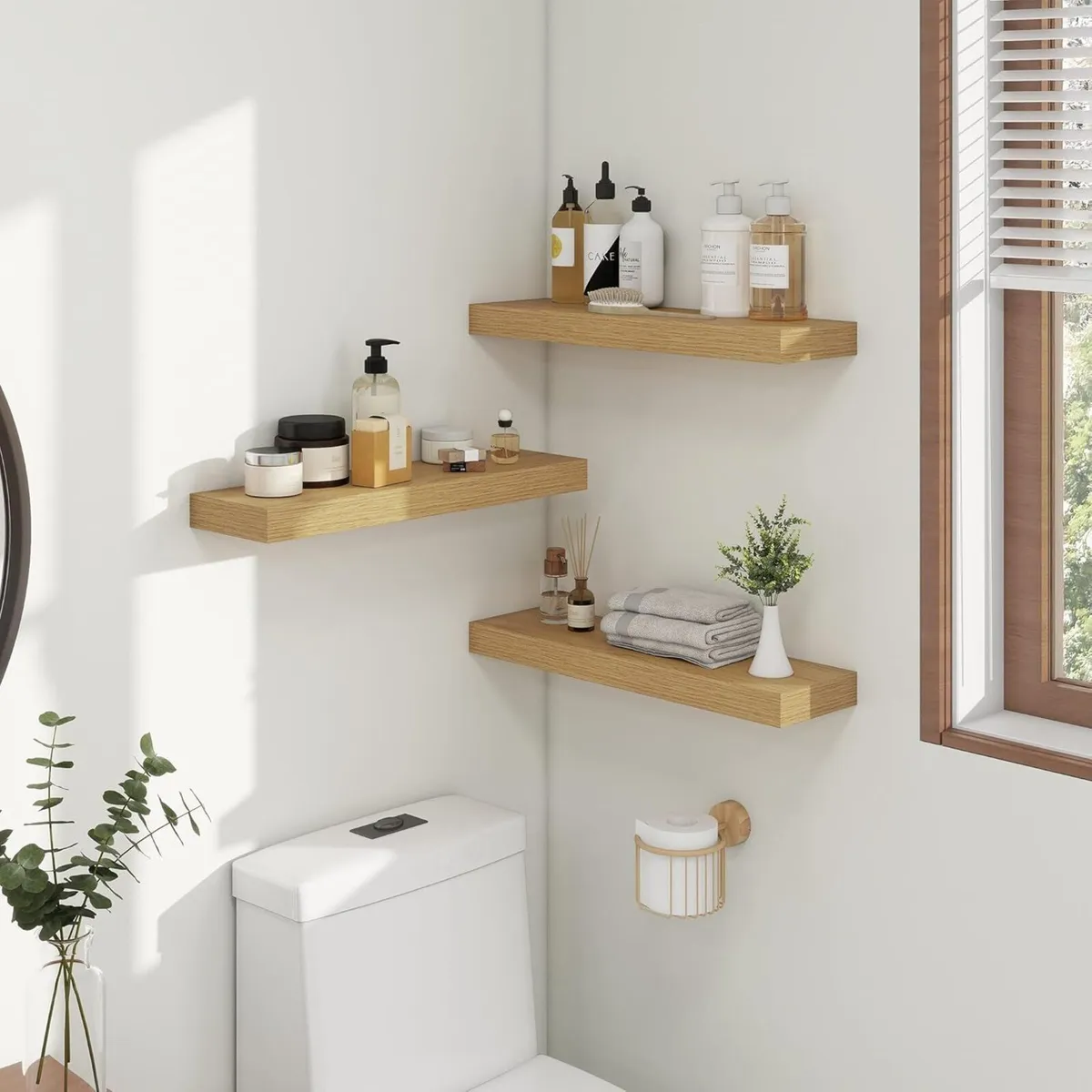 Oak Floating Shelves for Wall Mounted Shelf (Set - Image 4