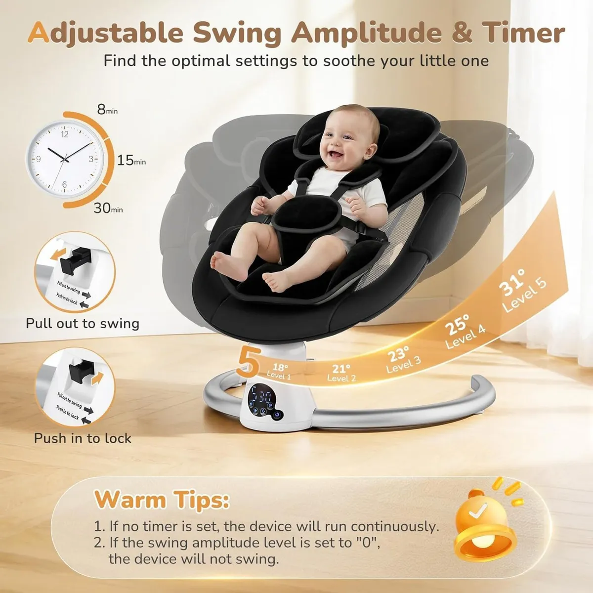 Electric Baby Swing Adjustable Backrest Infant - Image 2