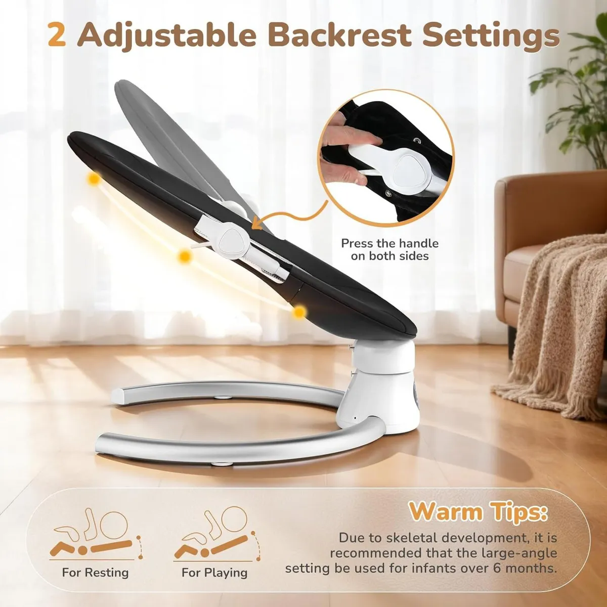 Electric Baby Swing Adjustable Backrest Infant - Image 4