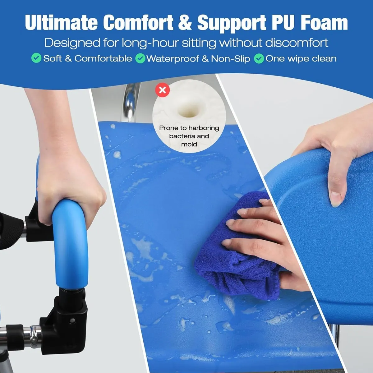 Sliding Shower Chair 360° Swivel Seat 204KG - Image 4