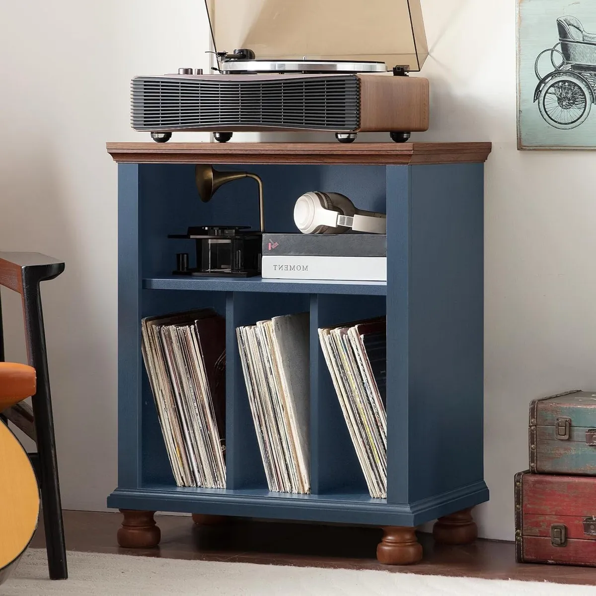 Large Record Player Stand with Vinyl Storage 24" - Image 1