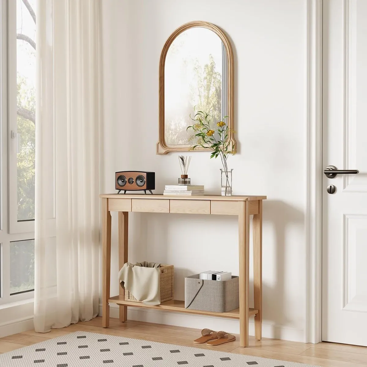 Console Table Slim with Drawers Hallway Storage - Image 1